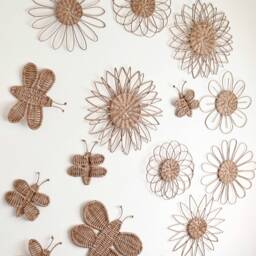 Wicker Butterfly & Flower Wall Decor Boho Nursery Set - thumbnail 2