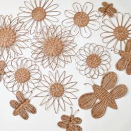 Wicker Butterfly & Flower Wall Decor Boho Nursery Set - thumbnail 4