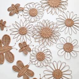 Wicker Butterfly & Flower Wall Decor Boho Nursery Set - thumbnail 3
