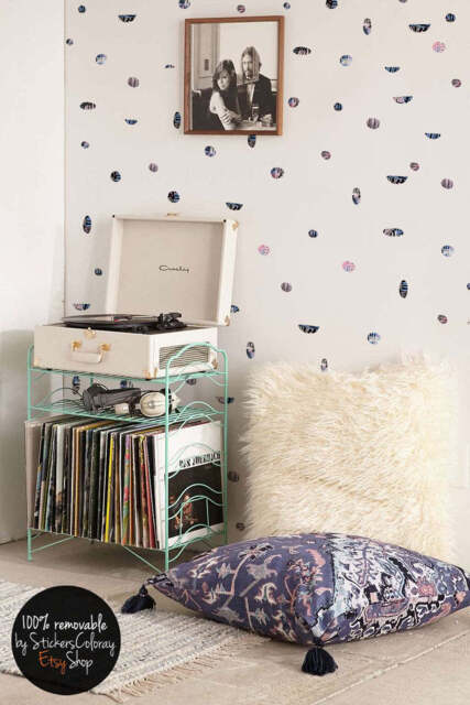 Abstract Wall Decal, Hand Painted Sticker, Dark Pastel Pattern Decor, Made Dots Irregular Decal #2S - image 1