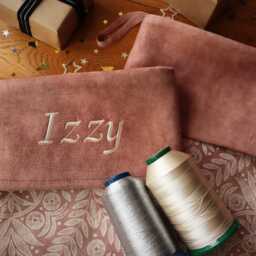 Pink Pattern Christmas Stocking Embroidered Velvet, Custom Name, Made in UK - thumbnail 3