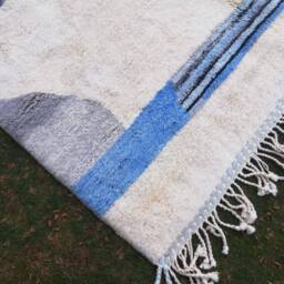 Hand-Knotted Beni Ourain Wool Rug Abstract Rainbow Design - thumbnail 4