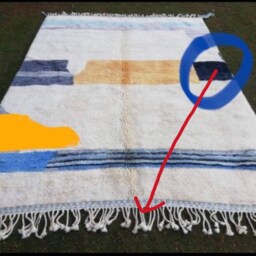 Hand-Knotted Beni Ourain Wool Rug Abstract Rainbow Design - thumbnail 2