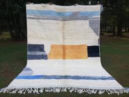 Hand-Knotted Beni Ourain Wool Rug Abstract Rainbow Design - thumbnail 1