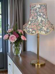 William Morris Steel Orchid Buttercup Curtains Fabric Lampshade Antique Gold Braid, Bespoke British Handmade - thumbnail 1
