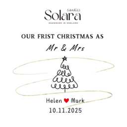 Personalised First Christmas Candle Gift Set For Couple, Our 1st Xmas As Mr Mrs, Keepsake Wife Husband, Free Card Matches - thumbnail 2
