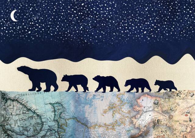 Bear Print, Family Of 5, Polar Mum & 4 Kids, Poster, Baby Gift, Nursery Wall Art, Print - image 1