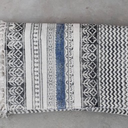 Large Handblock Printed Cotton Dhurrie Rug, Bohemian Decor - 8x10 Ft - thumbnail 3