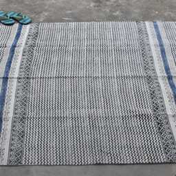 Large Handblock Printed Cotton Dhurrie Rug, Bohemian Decor - 8x10 Ft - thumbnail 2