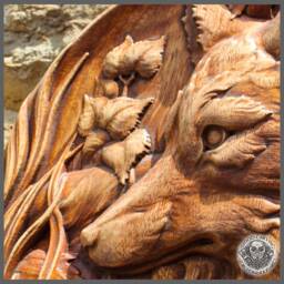Iroko Wood Fox Carving - Rustic Wildlife Wall Art - thumbnail 4