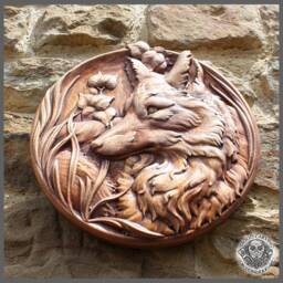 Iroko Wood Fox Carving - Rustic Wildlife Wall Art - thumbnail 3