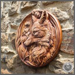 Iroko Wood Fox Carving - Rustic Wildlife Wall Art - thumbnail 2
