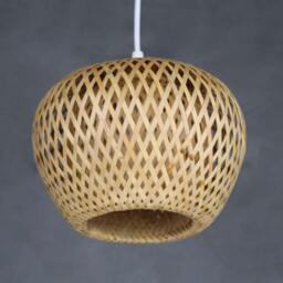 Bamboo Pendant Lamp Small Woven Lampshade, Natural Lighting - thumbnail 2