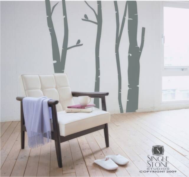 Birch Trees Wall Decal Set Of 4 Custom Home Decor - image 1