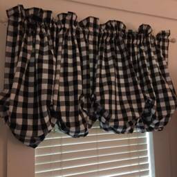 Black & White Check Balloon Valance Curtain With No Ruffle - thumbnail 4