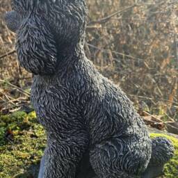 stone Garden Large Detailed Poodle Dog Gift Black/White Ornament - thumbnail 3