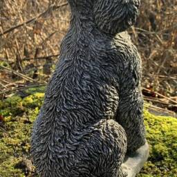 stone Garden Large Detailed Poodle Dog Gift Black/White Ornament - thumbnail 2