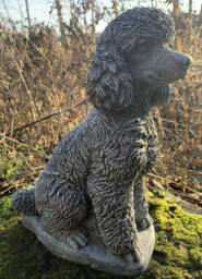 stone Garden Large Detailed Poodle Dog Gift Black/White Ornament - thumbnail 1