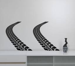 Tire Tracks Wall Decal Vinyl Sticker Auto Car Wheel Trace Removable Art Sports Race Decorations For Home Bedroom Garage Racing Decor Ttr3 - thumbnail 1