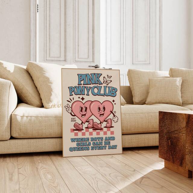 Pink Pony Club Inspired Art Print, Fun Pop Wall Decor, Vibrant Retro Aesthetic Poster, Music Prints, Lyrics, Print - image 1