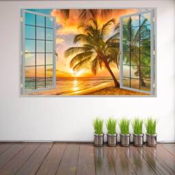 Tropical Beach Palm Tree Sunset Wall Decal Sticker Mural Poster Print Art Home Office Decor Hm10 - thumbnail 2