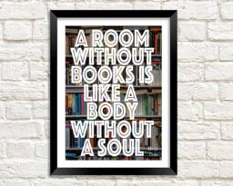 A Room Without Books Like A Body Soul Typography Art Print - thumbnail 1