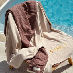 Chestnut Flowery Bath Towel - thumbnail 1