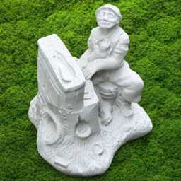 Concrete Musician Figurine Stone Man Playing Piano Sculpture Artistic Pianist Statue Handmade Lawn Ornament Patio Decoration Cement Art - thumbnail 2