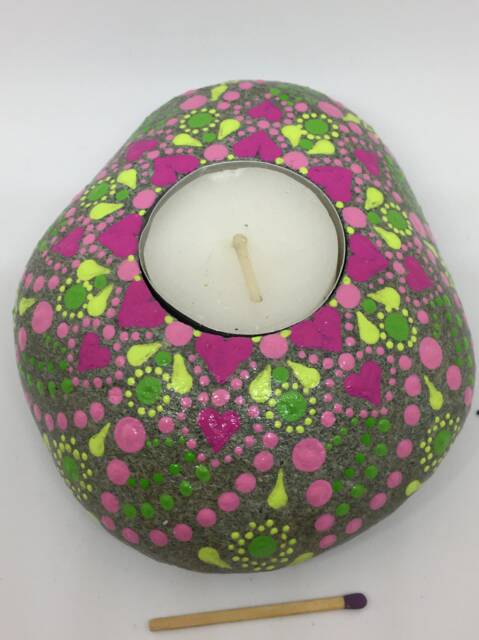 "Mandalastein Tea Light Holder ""Spring Heart" - image 1