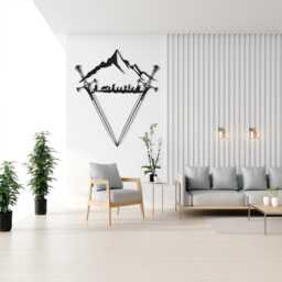 Crossed Swords Metal Wall Art, Medieval Mountain Emblem Decor, Fantasy Warrior Sculpture - thumbnail 3