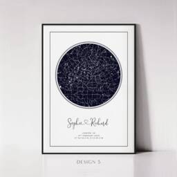 Custom Mothers Day Star Map, Framed Personalised Print, Stars Map By Date Sky Canvas, Mom Birthday Gift For Her, Family Constellation Poster - thumbnail 3