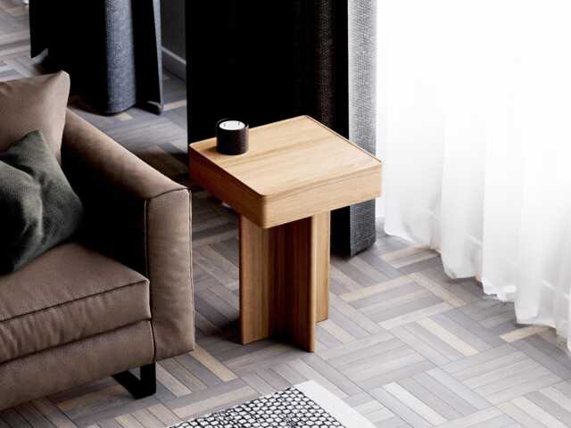 Solid Oak End Table Modern Scandi Side Table - image 1