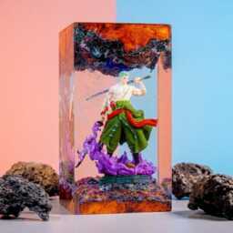 Zoro 1Piece Resin Lamp - Handmade Anime Figure Art Diorama Unique Manga Collector Gift For Him - thumbnail 3