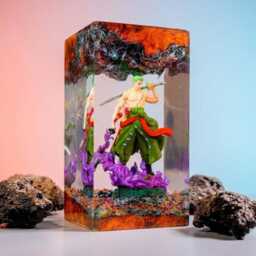 Zoro 1Piece Resin Lamp - Handmade Anime Figure Art Diorama Unique Manga Collector Gift For Him - thumbnail 2
