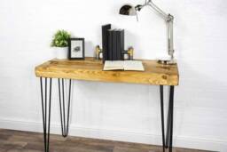 Chunky Console Table/Reclaimed Timber With Hair Pin Legs - Reclaimed Style Solid Wood Furniture Various Lengths - thumbnail 1