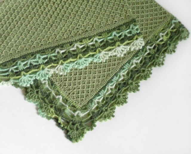 Knitted Baby Blanket, Green, Cotton Blanket, 100% Natural, Lace Crochet Car, Travel Shower Gift - image 1