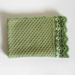 Knitted Baby Blanket, Green, Cotton Blanket, 100% Natural, Lace Crochet Car, Travel Shower Gift - thumbnail 2