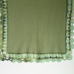Knitted Baby Blanket, Green, Cotton Blanket, 100% Natural, Lace Crochet Car, Travel Shower Gift - thumbnail 4