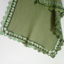 Knitted Baby Blanket, Green, Cotton Blanket, 100% Natural, Lace Crochet Car, Travel Shower Gift - thumbnail 3