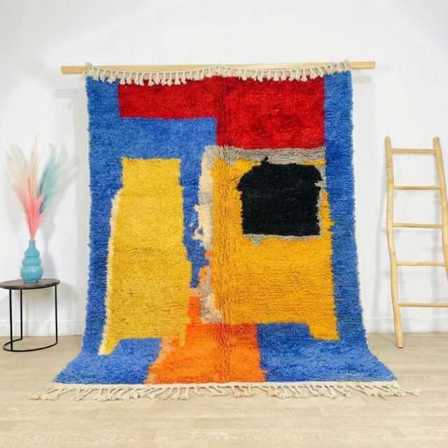 Playful Abstract Artistic Rug - Large Area Handmade Berber Shag Modern Boho Decor Custom Size Wool Carpet - image 1