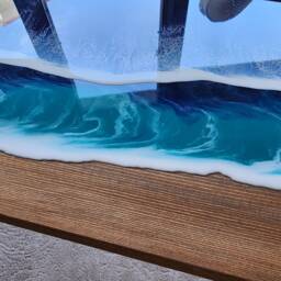 Ocean Wave Resin Side Table Nautical Beach Decor, Epoxy Art - thumbnail 4