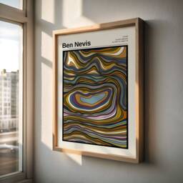 Ben Nevis Mountain Contour Map Art Print Hiking Gift, Free Personalisation - thumbnail 2