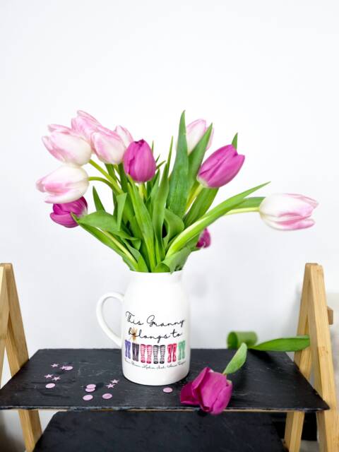 Nannys Wellie Jug, Mothers Day Gift, Birthday Gift Vase, Personalised For Mum, For Mum, Grandma, Grandparent - image 1