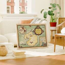 Vintage Antarctica Map Print 1934 Byrd Expedition, Framed Canvas Art - thumbnail 3