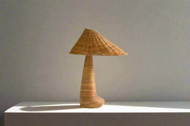 Chloe Rattan Table Lamp, Wicker Shade, Bedroom Lamps, Living Room Unique Lighting - image 1