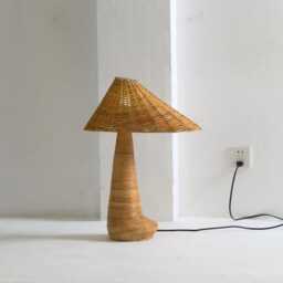 Chloe Rattan Table Lamp, Wicker Shade, Bedroom Lamps, Living Room Unique Lighting - thumbnail 4