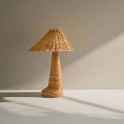 Chloe Rattan Table Lamp, Wicker Shade, Bedroom Lamps, Living Room Unique Lighting - thumbnail 2