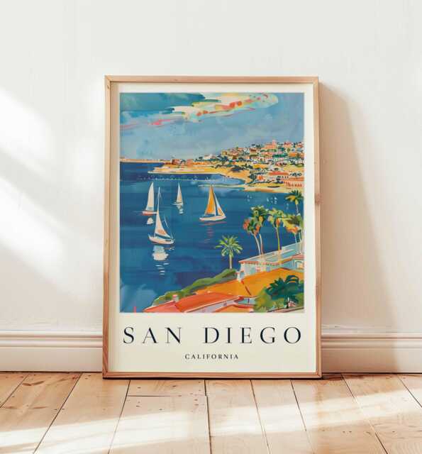 San Diego Travel Poster California Beach City Wall Art - image 1