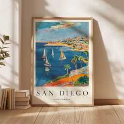 San Diego Travel Poster California Beach City Wall Art - thumbnail 3