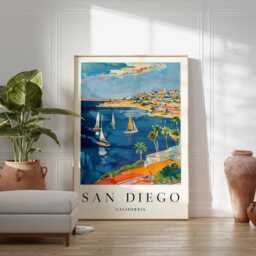 San Diego Travel Poster California Beach City Wall Art - thumbnail 2